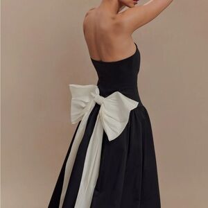 Meshki Black and White Maxi Dress with Bow